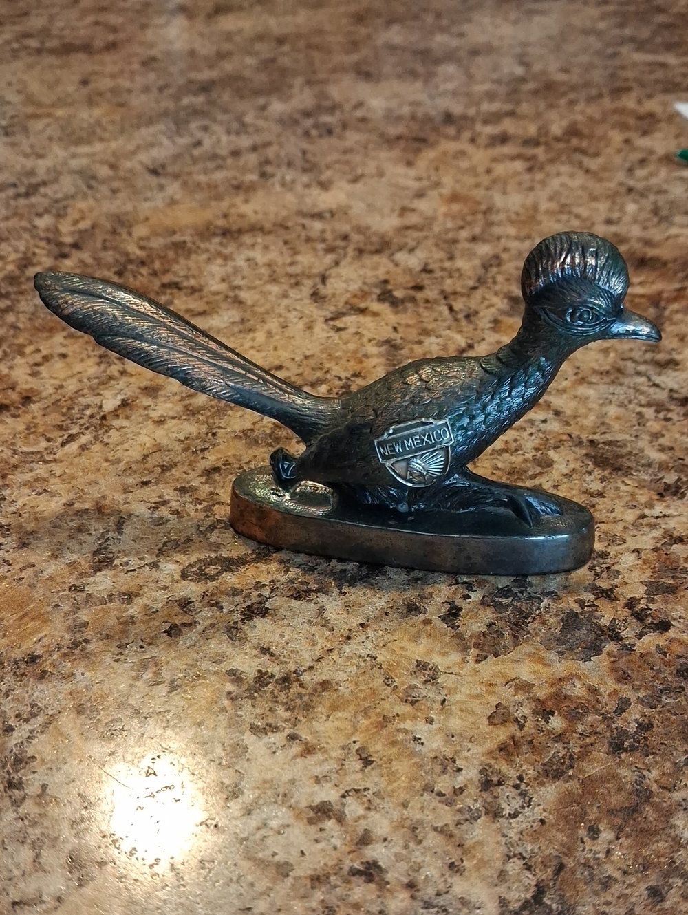 Vintage 1960s Peuter New Mexico State Emblem Road Runner Paperweight